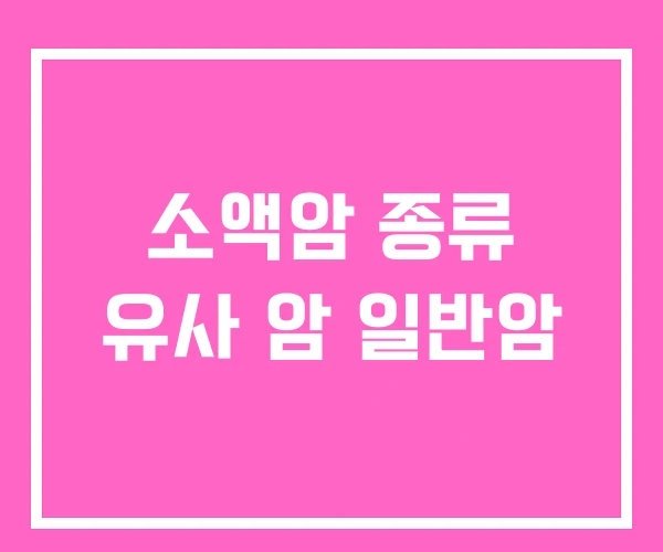 소액암 종류 유사 암 일반암