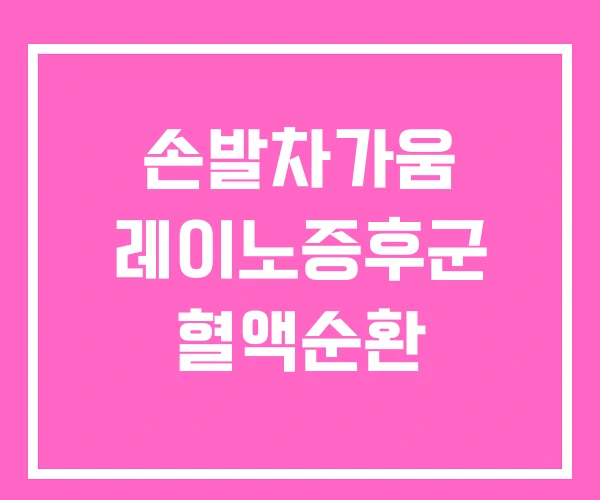 손발차가움 레이노증후군 혈액순환