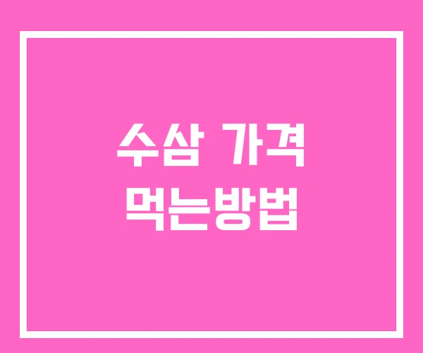 수삼 가격 먹는방법