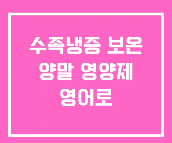 수족냉증 보온 양말 영양제 영어로