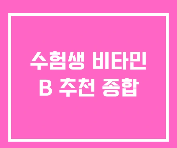 수험생 비타민 B 추천 종합 수험생 비타민 B 추천 종합
