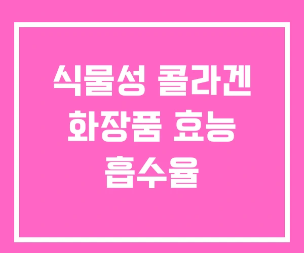 식물성 콜라겐 화장품 효능 흡수율