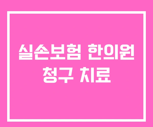 실손보험 한의원 청구 치료