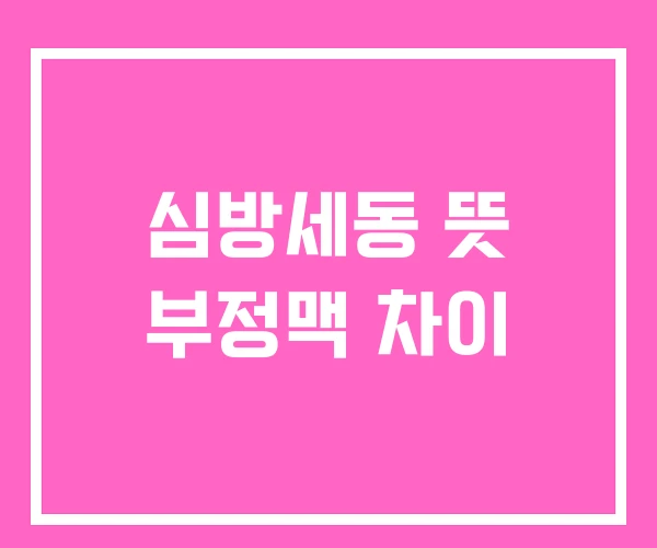 심방세동 뜻 부정맥 차이