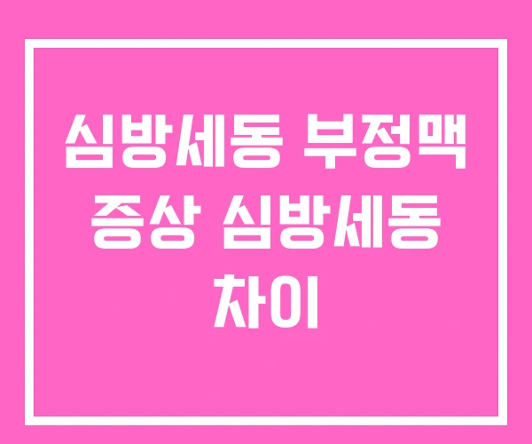 심방세동 부정맥 증상 심방세동 차이