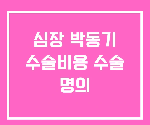 심장 박동기 수술비용 수술 명의 심장 박동기 수술비용 수술 명의