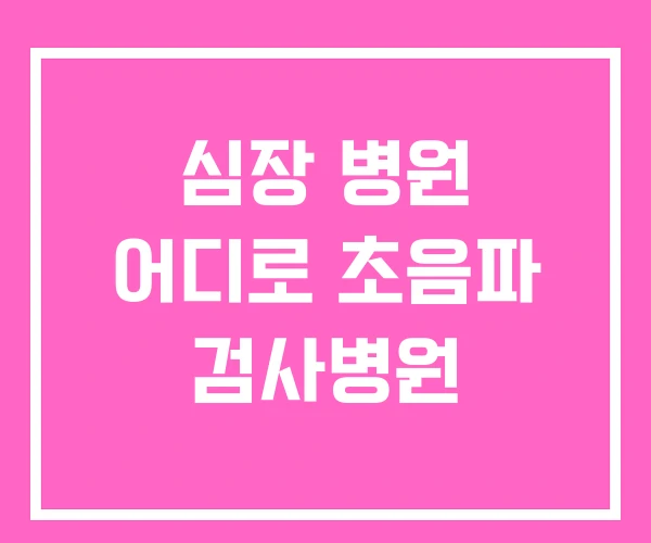 심장 병원 어디로 초음파 검사병원