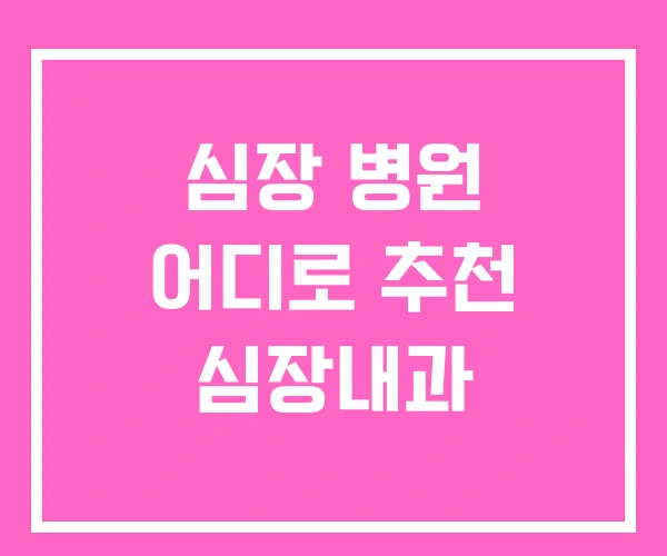 심장 병원 어디로 추천 심장내과 심장 병원 어디로 추천 심장내과