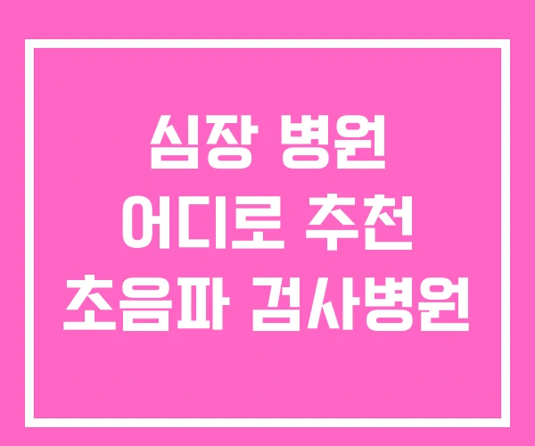 심장 병원 어디로 추천 초음파 검사병원 심장 병원 어디로 추천 초음파 검사병원