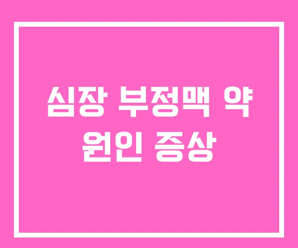 심장 부정맥 약 원인 증상