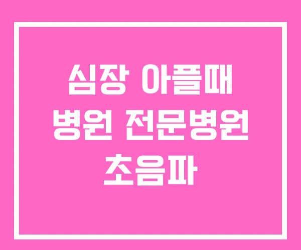 심장 아플때 병원 전문병원 초음파