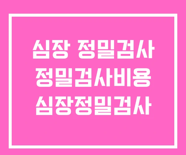 심장 정밀검사 정밀검사비용 심장정밀검사