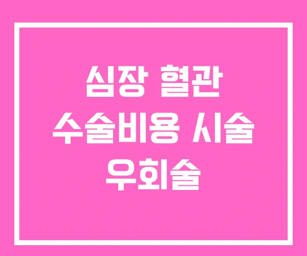 심장 혈관 수술비용 시술 우회술