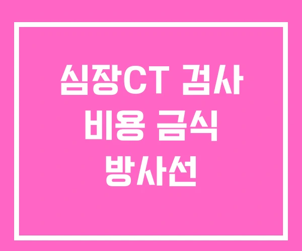 심장CT 검사 비용 금식 방사선