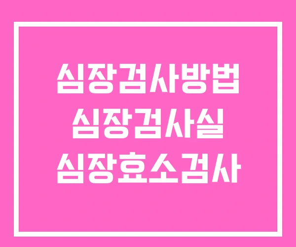 심장검사방법 심장검사실 심장효소검사 심장검사방법 심장검사실 심장효소검사