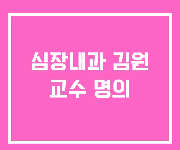 심장내과 김원 교수 명의