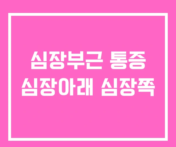 심장부근 통증 심장아래 심장쪽