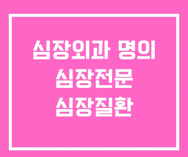 심장외과 명의 심장전문 심장질환 심장외과 명의 심장전문 심장질환