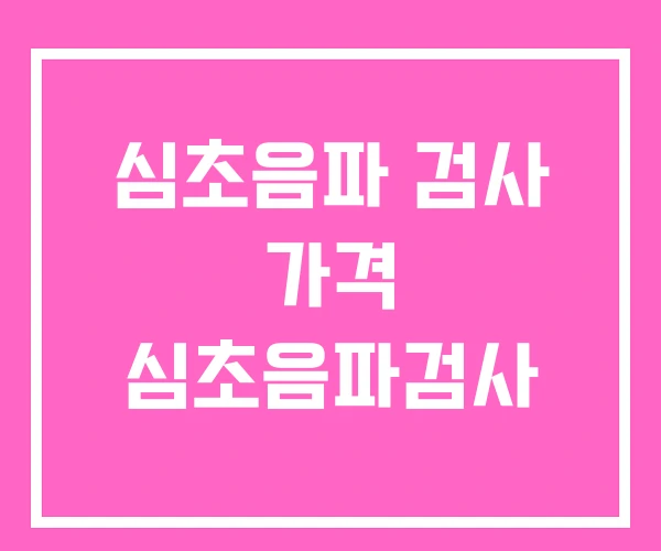 심초음파 검사 가격 심초음파검사