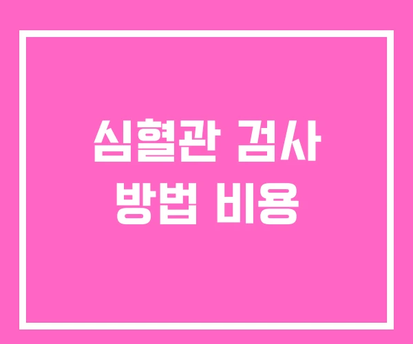 심혈관 검사 방법 비용 심혈관 검사 방법 비용