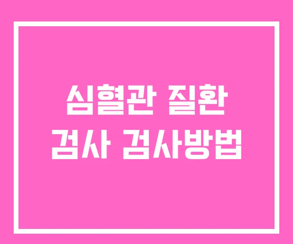 심혈관 질환 검사 검사방법 심혈관 질환 검사 검사방법