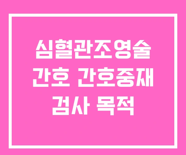 심혈관조영술 간호 간호중재 검사 목적