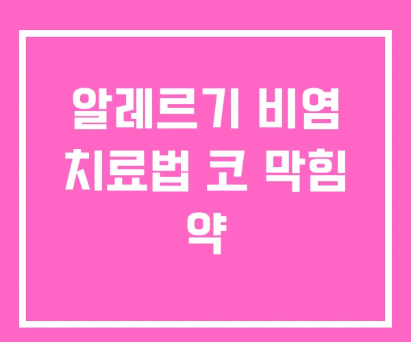 알레르기 비염 치료법 코 막힘 약