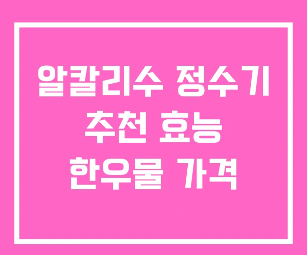 알칼리수 정수기 추천 효능 한우물 가격