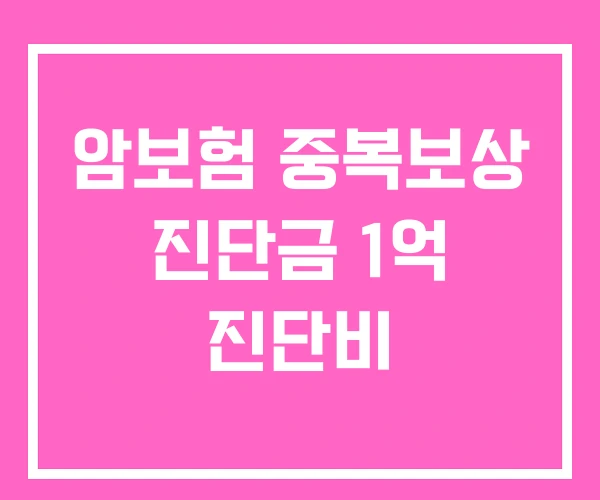 암보험 중복보상 진단금 1억 진단비
