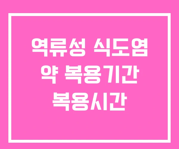 역류성 식도염 약 복용기간 복용시간