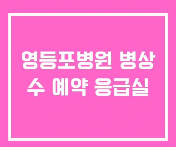 영등포병원 병상 수 예약 응급실