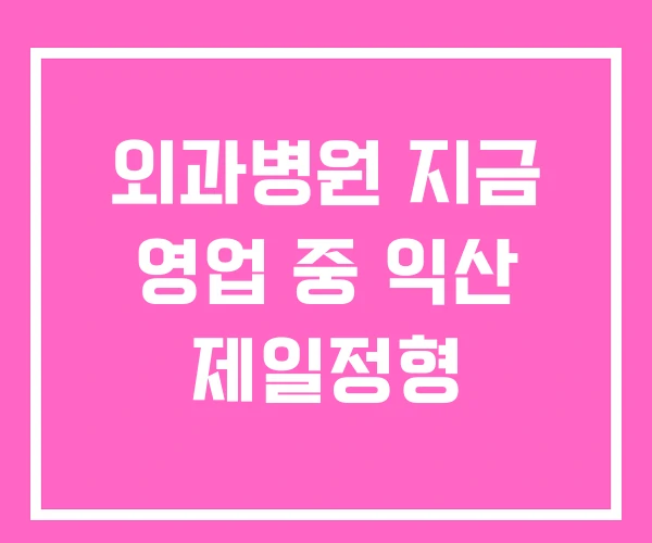 외과병원 지금 영업 중 익산 제일정형