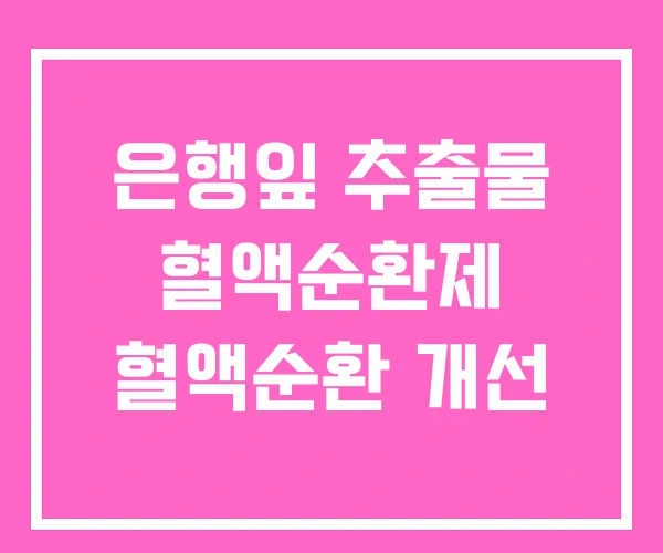 은행잎 추출물 혈액순환제 혈액순환 개선