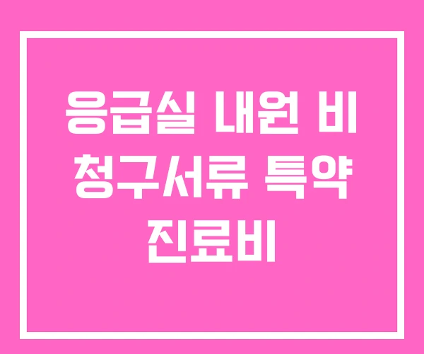 응급실 내원 비 청구서류 특약 진료비
