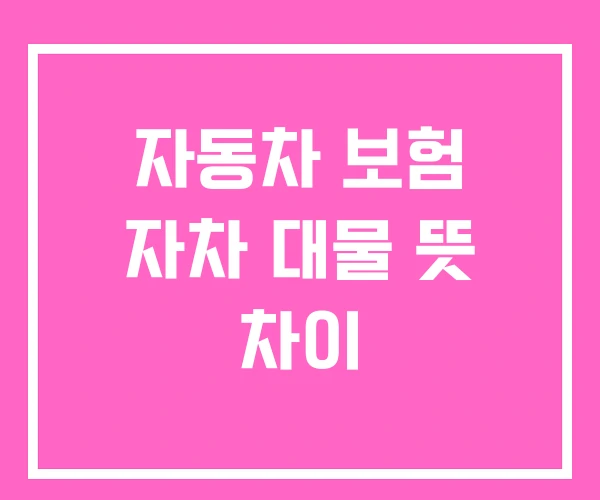 자동차 보험 자차 대물 뜻 차이