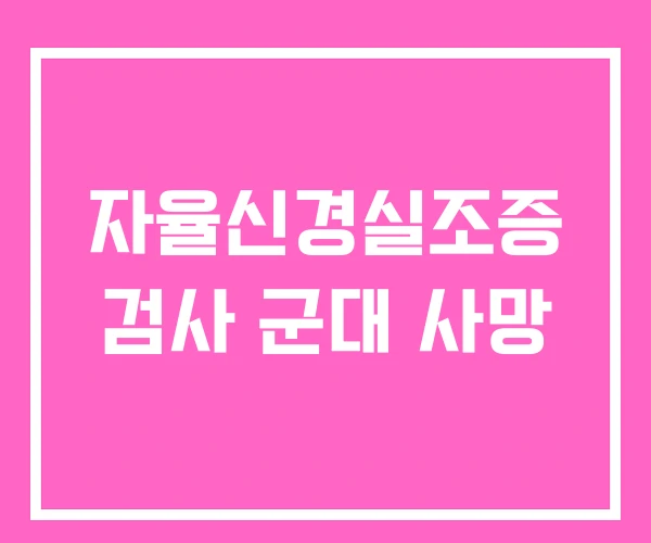 자율신경실조증 검사 군대 사망