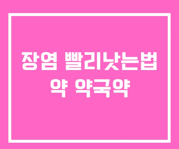 장염 빨리낫는법 약 약국약