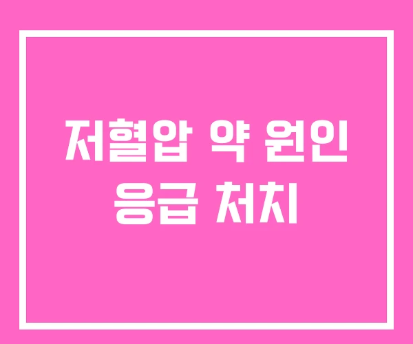 저혈압 약 원인 응급 처치