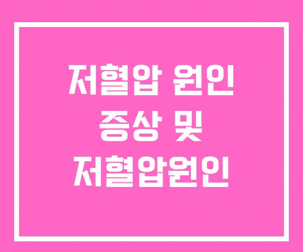 저혈압 원인 증상 및 저혈압원인