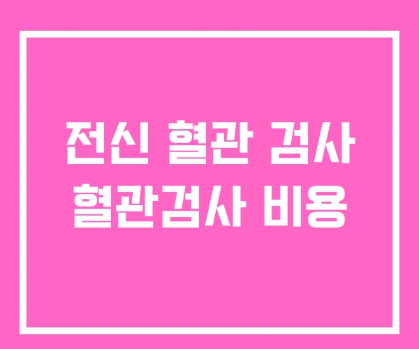 전신 혈관 검사 혈관검사 비용