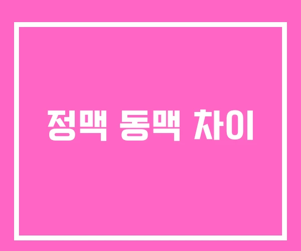 정맥 동맥 차이 정맥 동맥 차이