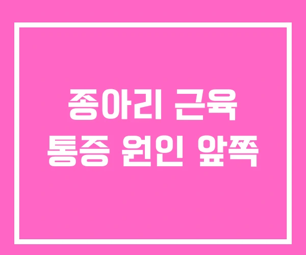 종아리 근육 통증 원인 앞쪽