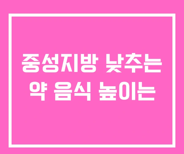 중성지방 낮추는 약 음식 높이는