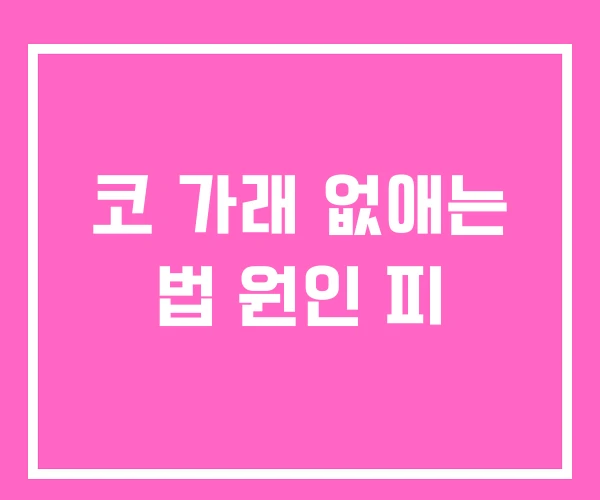 코 가래 없애는 법 원인 피 코 가래 없애는 법 원인 피