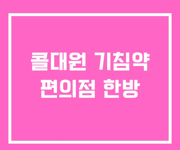 콜대원 기침약 편의점 한방 콜대원 기침약 편의점 한방