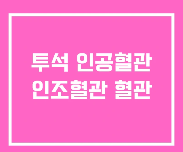 투석 인공혈관 인조혈관 혈관