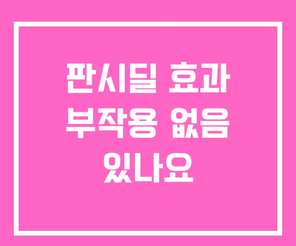 판시딜 효과 부작용 없음 있나요 판시딜 효과 부작용 없음 있나요