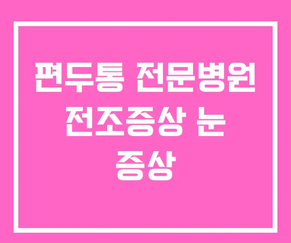 편두통 전문병원 전조증상 눈 증상