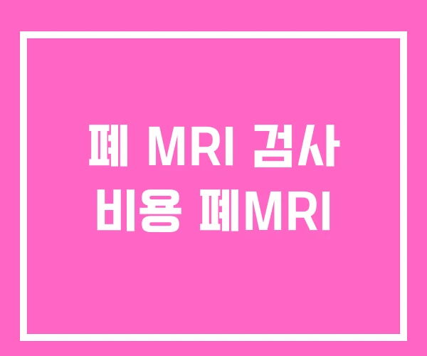 폐 MRI 검사 비용 폐MRI