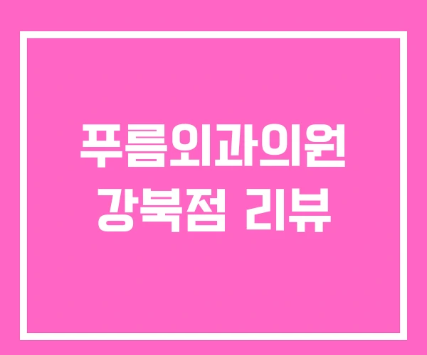 푸름외과의원 강북점 리뷰
